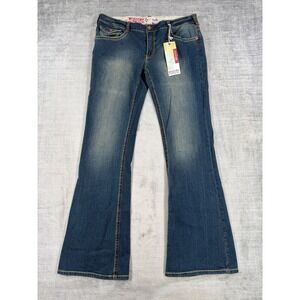 Mossimo Jeans Womens 15 Blue Denim Low Rise Flare Contrast Stitch Vintage Y2K